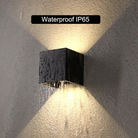 Aplique de exterior impermeable, moderno, cuadrado, aluminio, negro